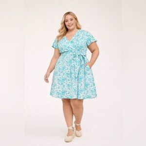 Lane Bryant Lena Surplice-Neck Flutter-Sleeve Dress